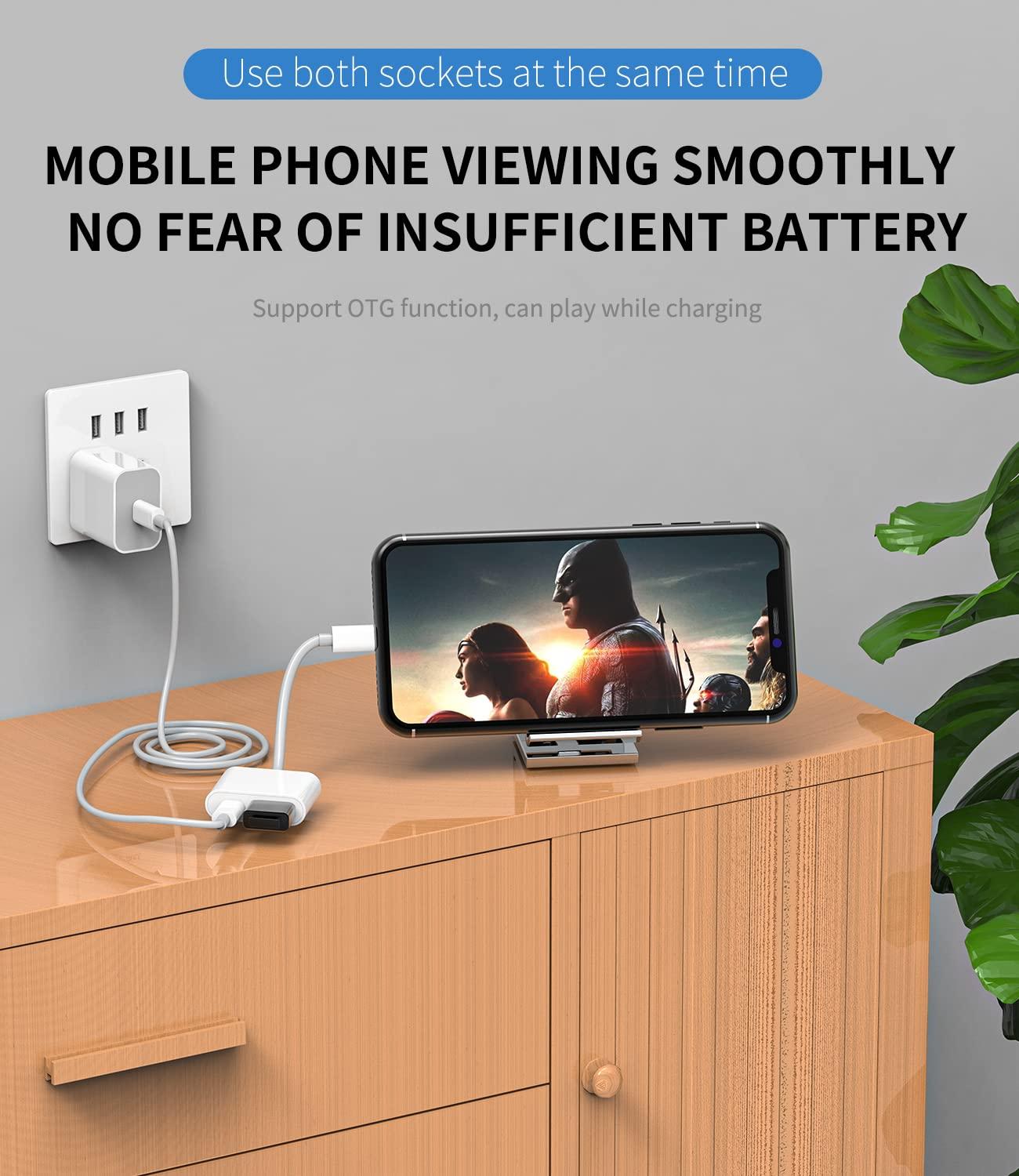 HOYULLI Otg Adapter Lightning Male to Usb Female and Charger Cable for Iphone 13 11 12 Mini Max Pro Xs Xr X 7 8plus Ipad Air A Camera Memory Connector Stick Flash Drive Cord Cable Converter Charging Splitter