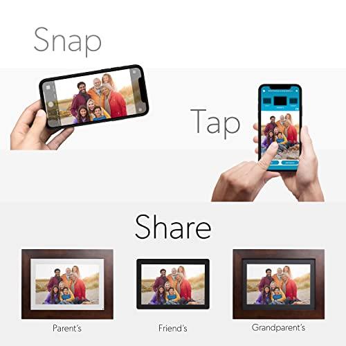 Brookstone Brookstone PhotoShare 14” Smart Digital Picture Frame, Send Pics from Phone to Frames, WiFi, 8 GB, Holds 5,000+ Pics, HD Touchscreen, Premium Espresso Wood, Easy 1-min Setup