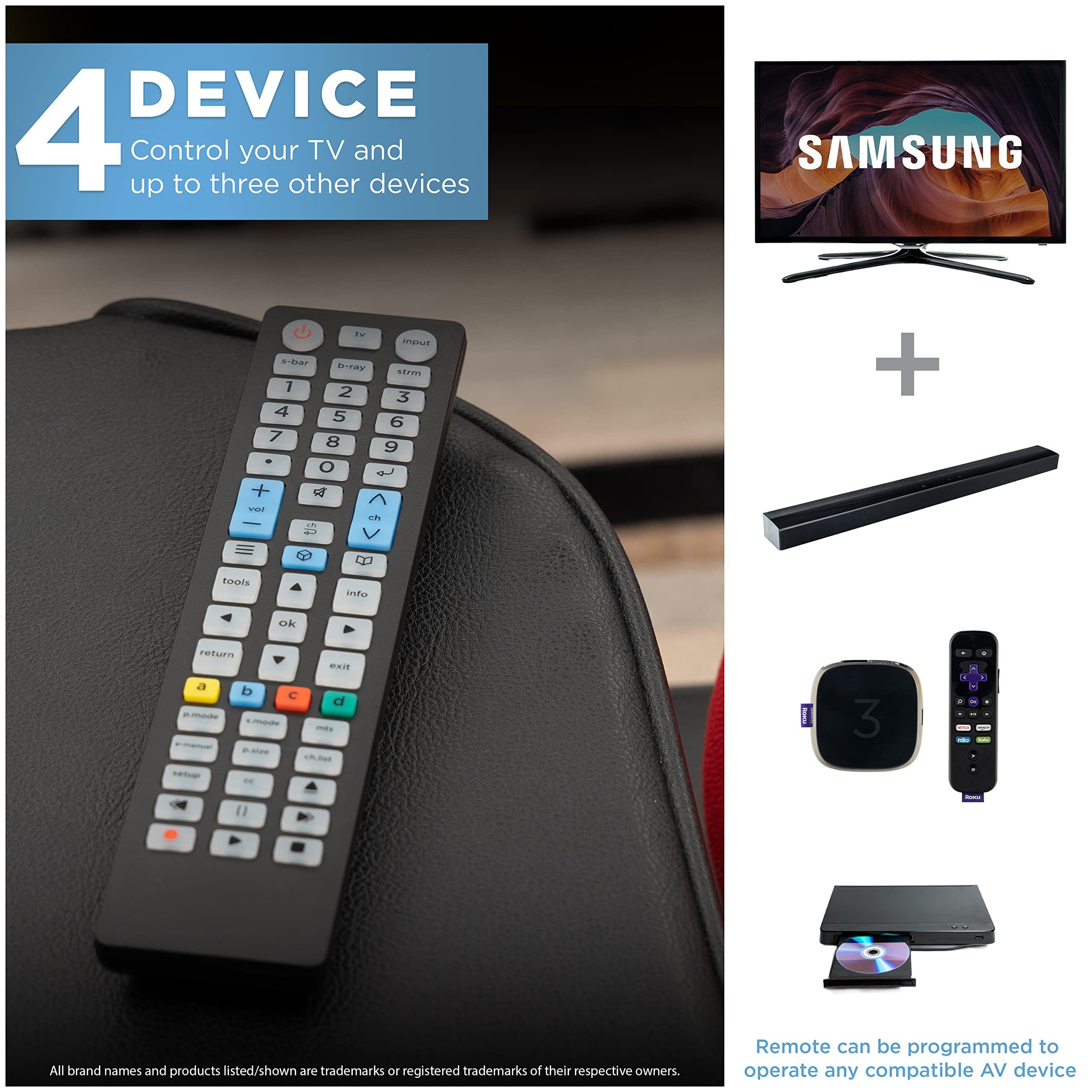 UltraPro UltraPro Replacement Remote for Samsung TV Models After 2015 Compatible with LED LCD HD UHD 4K HDR Smart TVs Universal Remote Control Function for Streaming Players Sound Bars Blu-ray DVD 67207