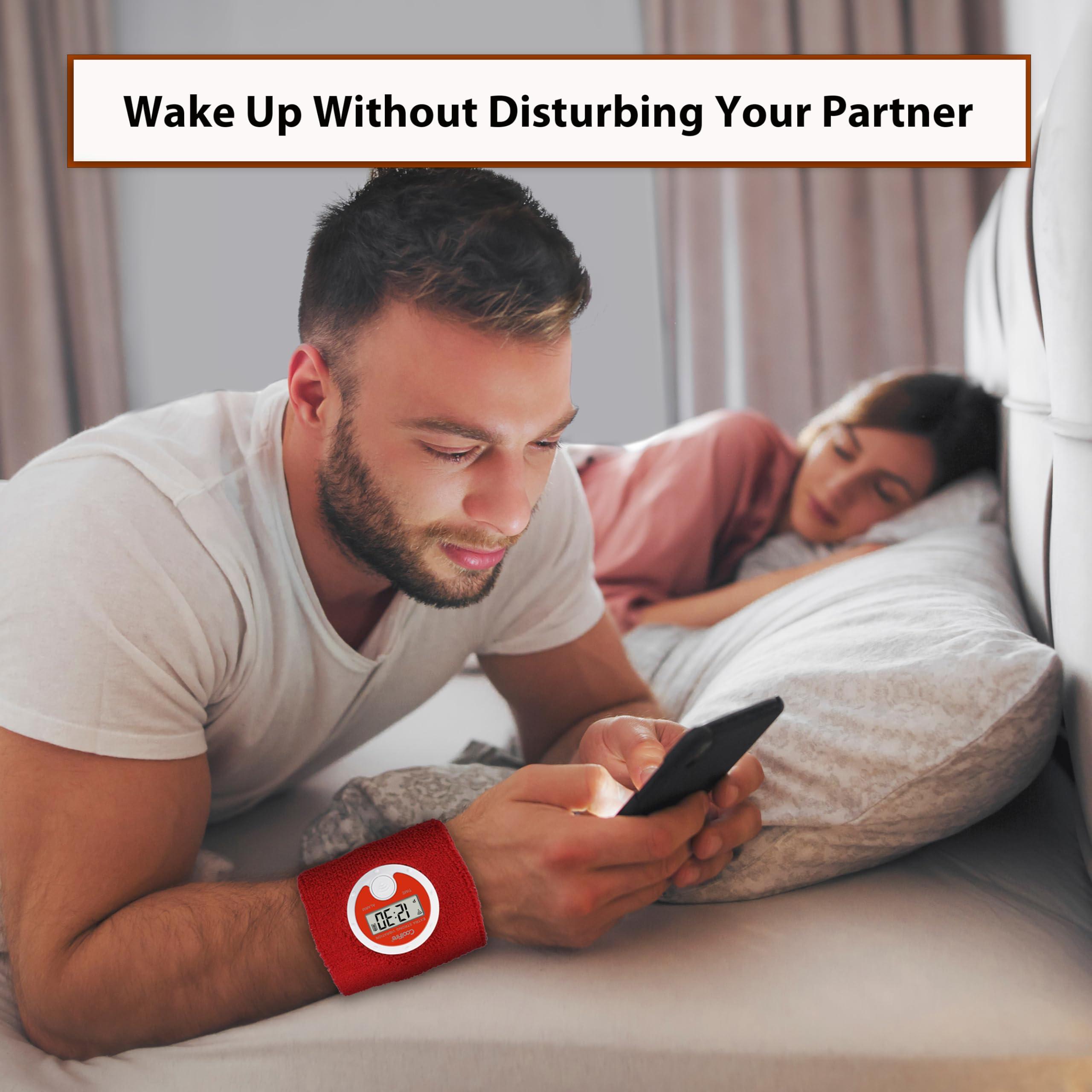 Coolfire Coolfire - Vibrating Alarm Clock Sweatband, Silent Wake Yourself Up Wristband Vibrating Alarm Watch for Couples, Students, Easy to Set on User-Friendly App, Hearing Impaired, USB Chargeable