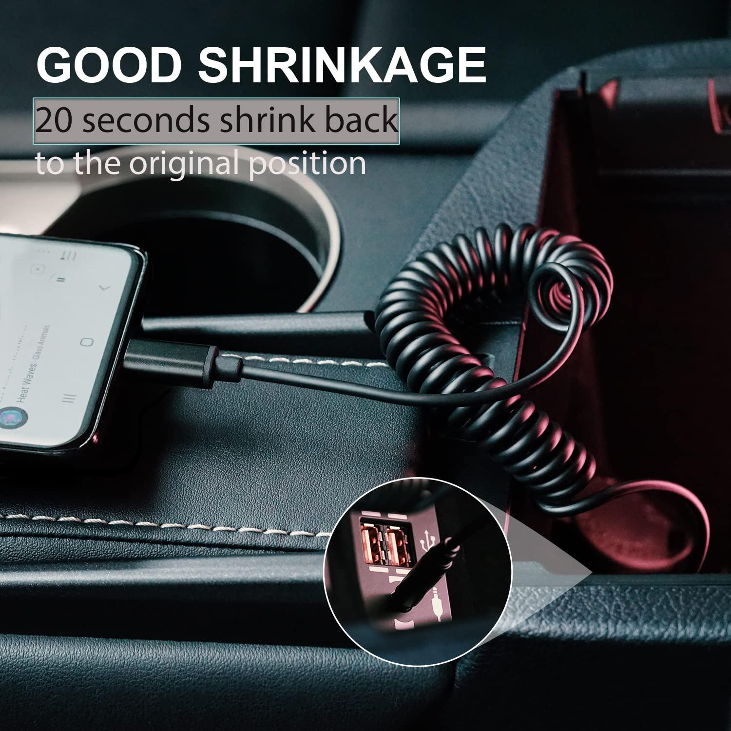 WKWZY WKWZY USB-C to Aux-Cord,4FT Male to Male 3.5mm Audio-Jack Coiled-Cable with DAC Core 24bit/96khz,Type C Plug Adapter for Android Phones/Car Stereo/Portable Speaker