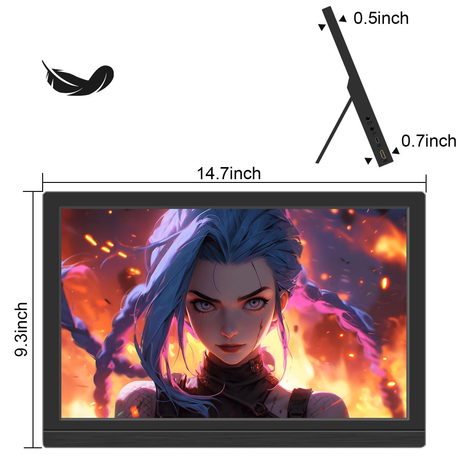 Lrtzcbi Lrtzcbi Portable Monitor 15.6 Inch, 1920x1080P FHD IPS Panel Laptop Monitor with USB C and HDMI Port, Portable Monitor for Laptop/PC/Phone/Switch/Raspberry pi