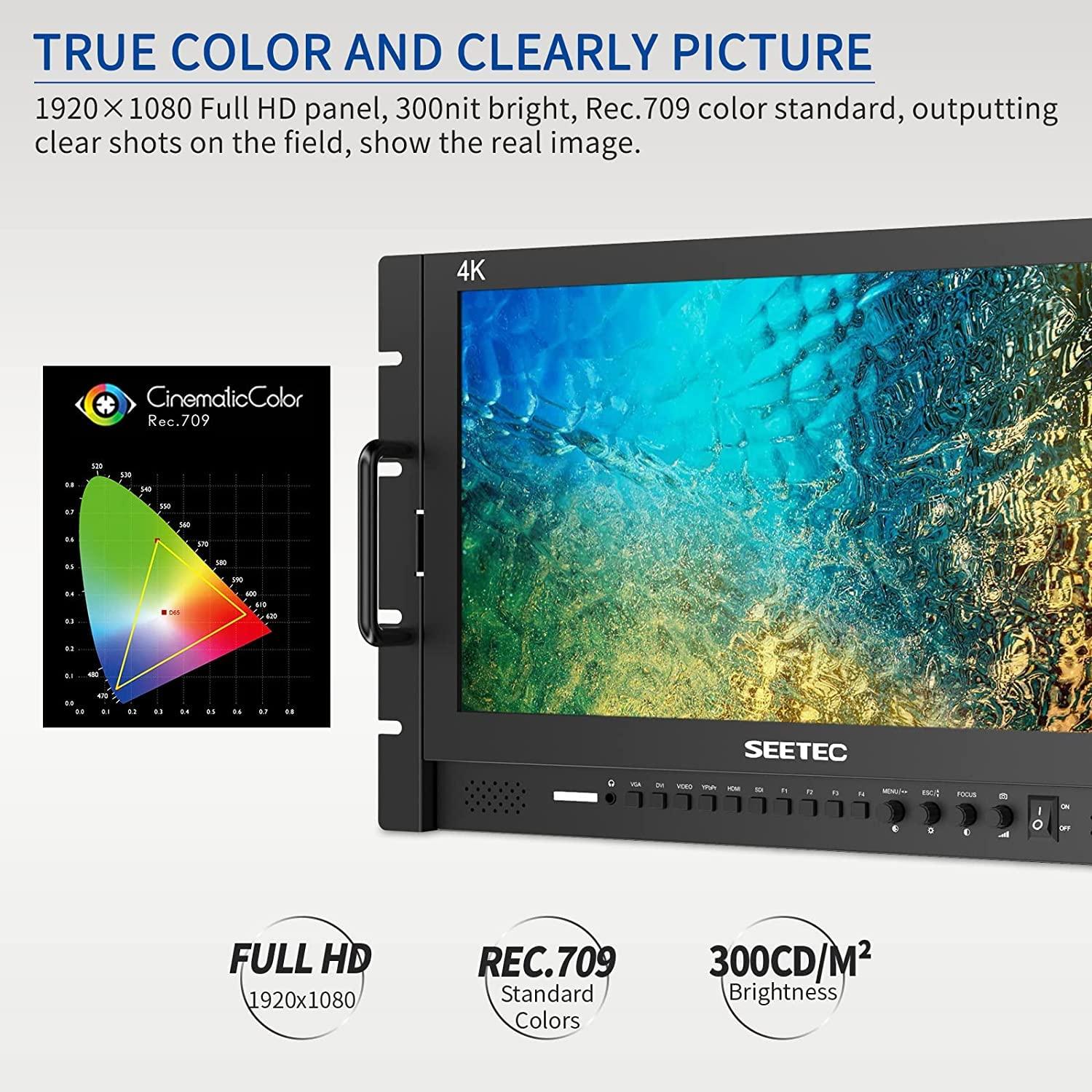 SEETEC SEETEC P173-9HSD-RM 17.3" 7RU Rack Mount Broadcast LCD Monitor Full HD 3G-SDI/HDMI with 19201080 3G-SDI HDMI AV YPbPr