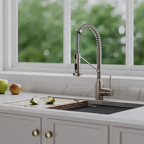 Kraus KRAUS Bolden Commercial Style 2-Function Single Handle Pull Down Kitchen Faucet in Spot-Free Stainless Steel, KPF-1610SFS