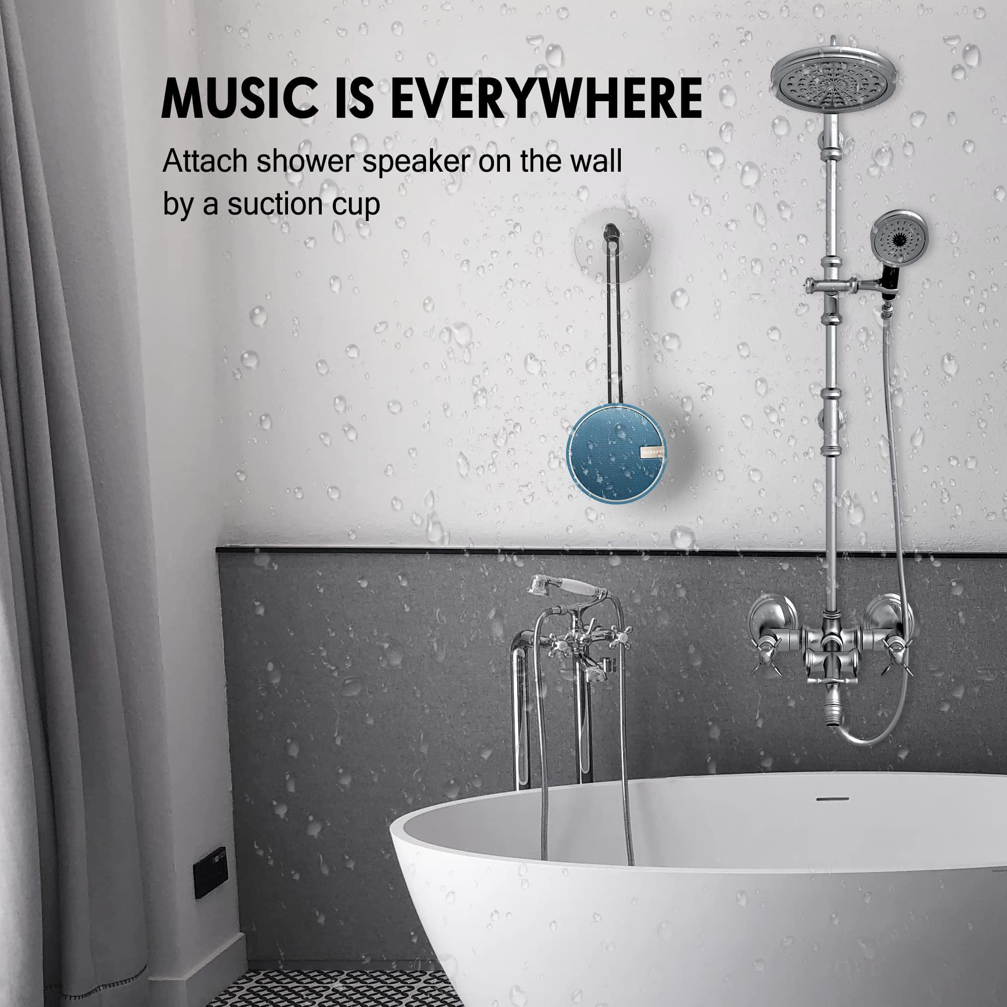 INSMY INSMY C12 IPX7 Waterproof Shower Bluetooth Speaker, Portable Small Speaker, Speakers Bluetooth Wireless Loud Clear Sound Support TF CSuard ction Cup for Outdoor Kayak Canoe Beach Gift (Navy)