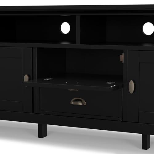 SIMPLIHOME SIMPLIHOME Redmond SOLID WOOD 72 Inch Wide Transitional TV Media Stand in Black For TVs up to 80 Inches, For the Living Room and Entertainment Center