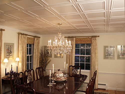 A La Maison Ceilings A La Maison Ceilings R24 Line Art Foam Glue-up Ceiling Tile (21.6 sq. ft./Case), Pack of 8, Plain White
