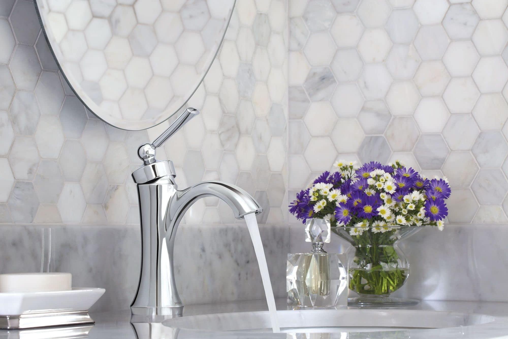 Moen Moen Wynford Chrome One-Handle High-Arc Bathroom Faucet with Drain Assembly for One or Three Hole Setups, 4500