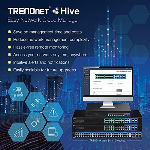TRENDnet TRENDnet 10-Port Gigabit Web Smart Switch, 20 Gbps Switching Capacity, 8 x RJ-45 Ports, 2 x SFP, Slots, VLAN, QoS, LACP, IPv6 Support, Fanless, Rack Mountable, Lifetime Protection, TEG-082WS Black