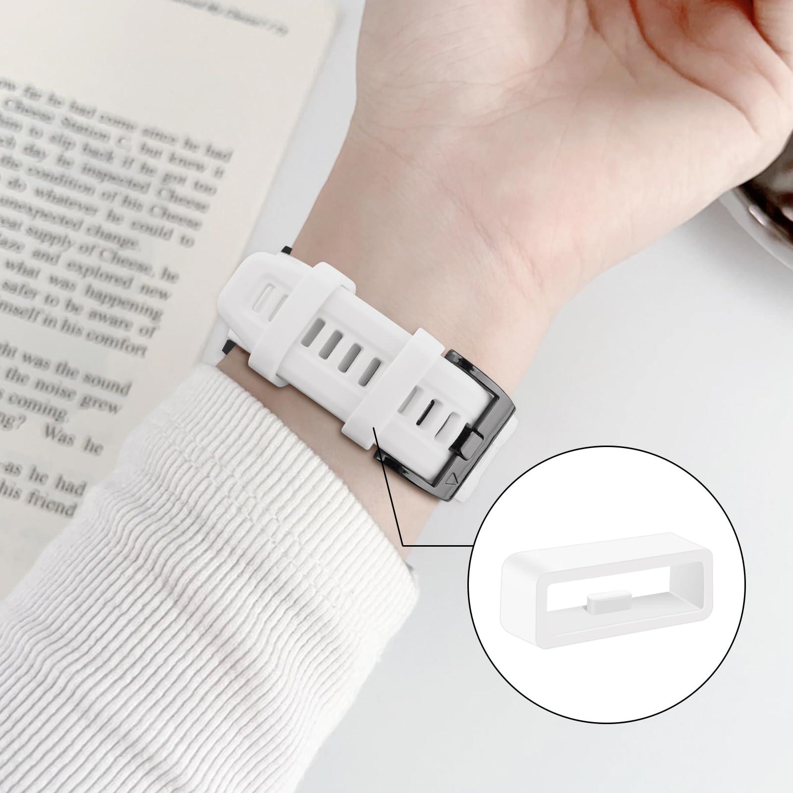 Meliya 6-Pack Band Loops for Garmin Forerunner 965 955 945 935 745 265 255 220 230 235 35 620 630 735XT Band Keeper, Silicone Replacement Watch Band Loop/Holder/Retainer (White+White+White+White+White+White)