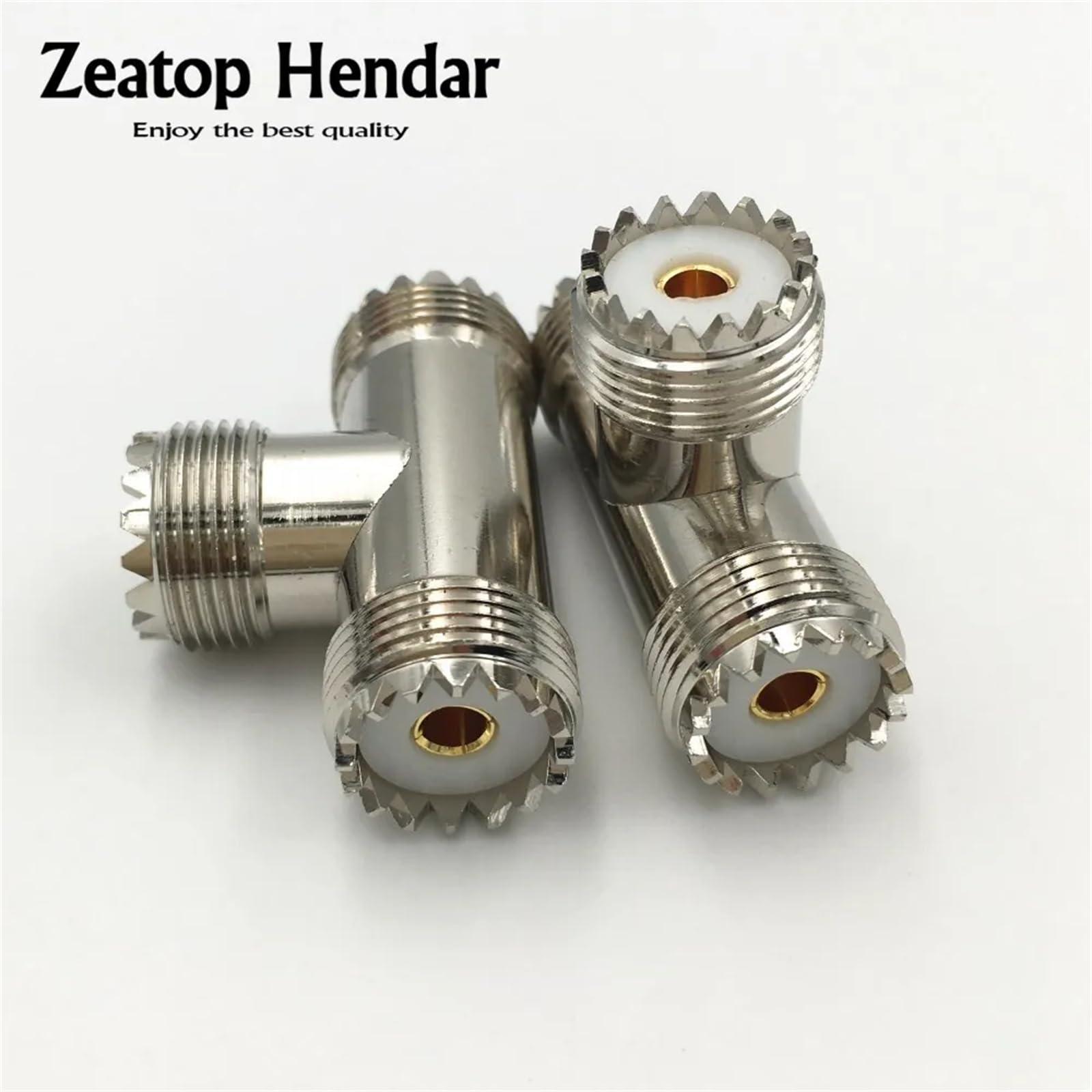 Zeatop Hendar Zeatop Hendar 2Pcs Brass SO239 UHF Female to Double UHF Female Splitter Triple M SO 239 3 Way T Female Coax Coaxial Cable Connector