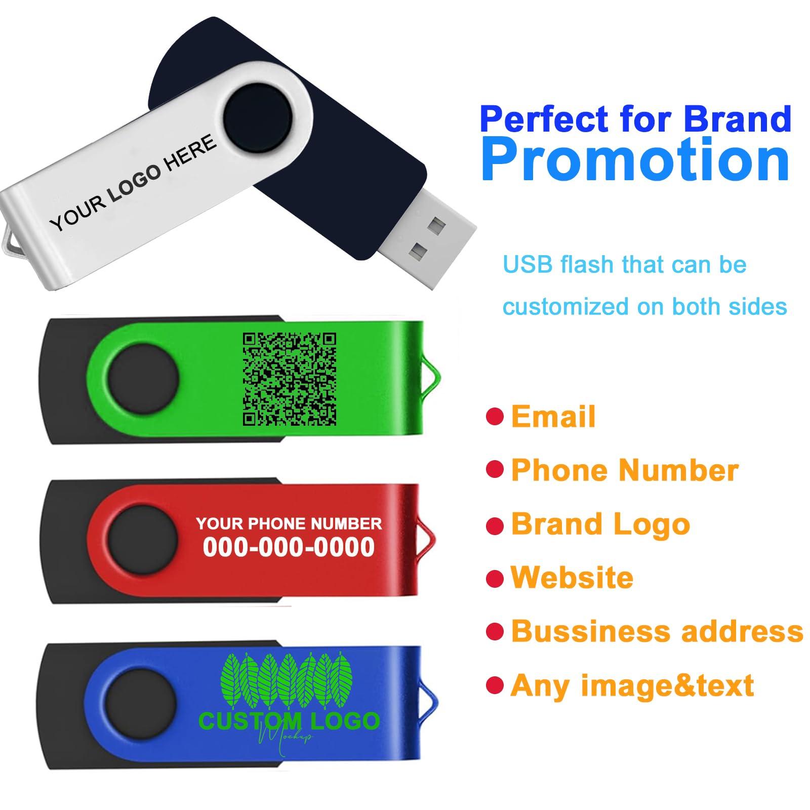 TATMOHIK Custom USB Flash Drive 512MB 50 Pack Promotional Product Customized USB Thumb Drive,Customizable USB Drive Personalized with Your Logo Bulk USB 2.0 Personalized USB Stick 50pcs Multiple Color Choice