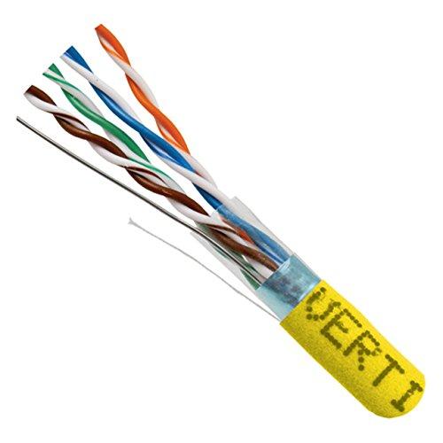 VC VERTICAL CABLE Vertical Cable Cat5e, 350 MHz, Shielded, 24AWG, Solid Bare Copper, 1000ft, Bulk Ethernet Cable, Yellow