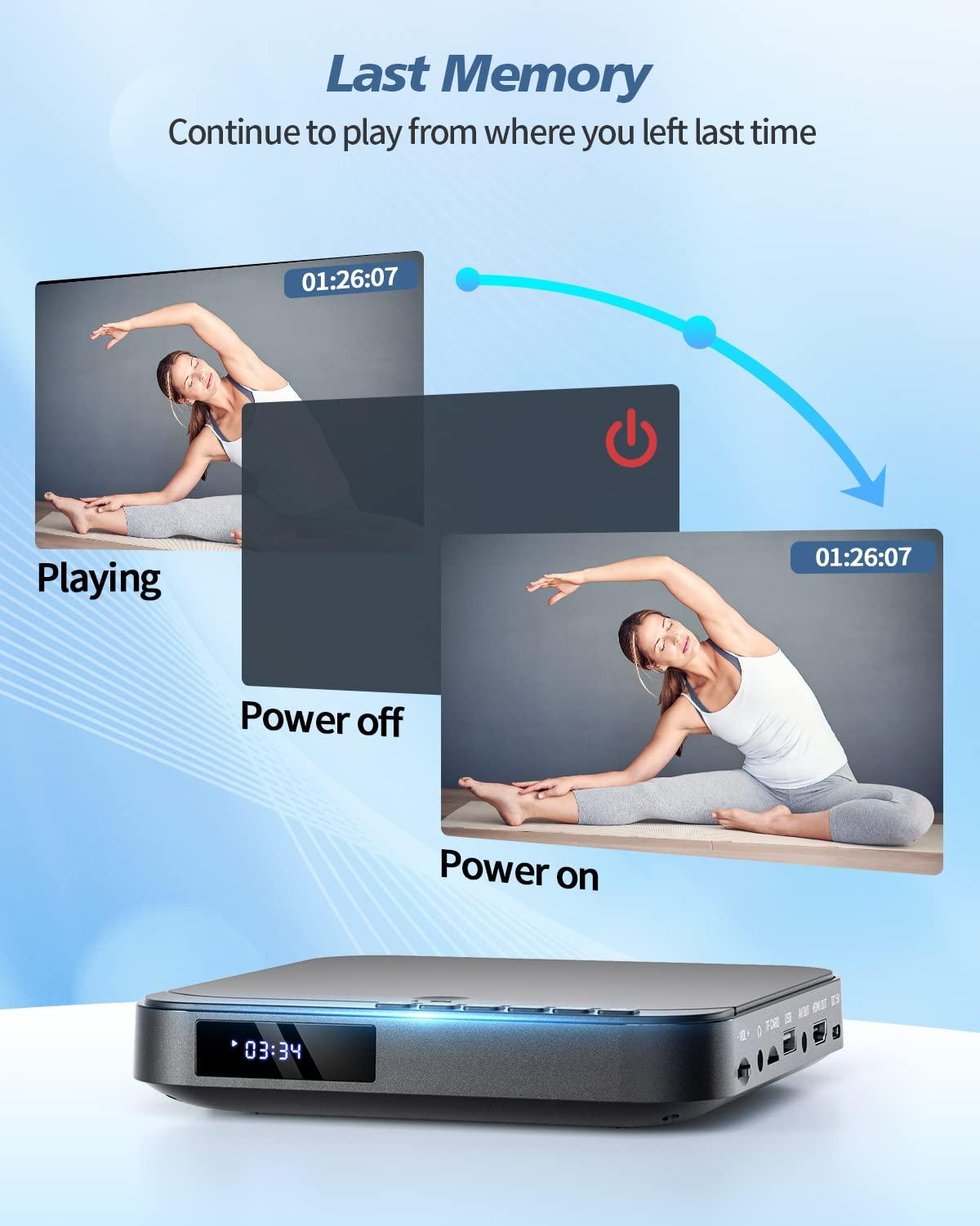 Desobry DESOBRY Mini DVD Player - 1080P HD Compact Player for TVs with HDMI, All Region Free, CD/DVD, USB/TF Card, Remote Control, PAL/NTSC Support