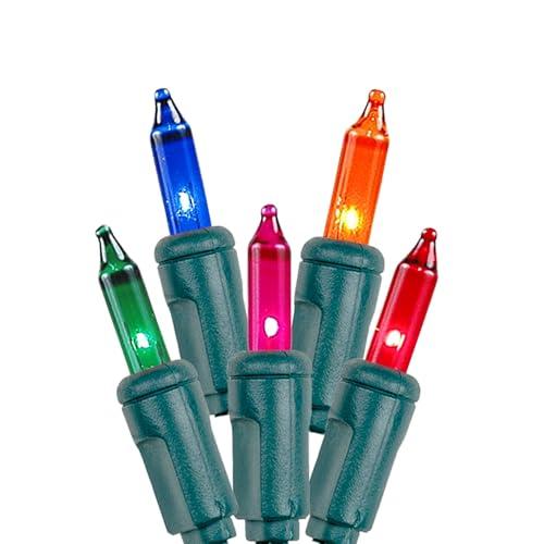 Novelty Lights Novelty Lights 50 Light Multi Christmas Mini String Light Set, Green Wire, Indoor/Outdoor UL Listed, 11' Long