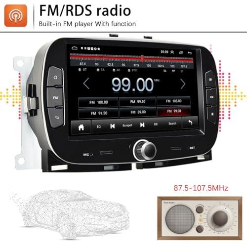 WEPARTICULAR Wireless Carplay Android Auto Car Stereo Compatible for Fiat 500 2016-2019 2Din 7'' Touch Screen 2+32G Android Car Radio Multimedia Player with RDS FM Mirror Link GPS WiFi BT DVR