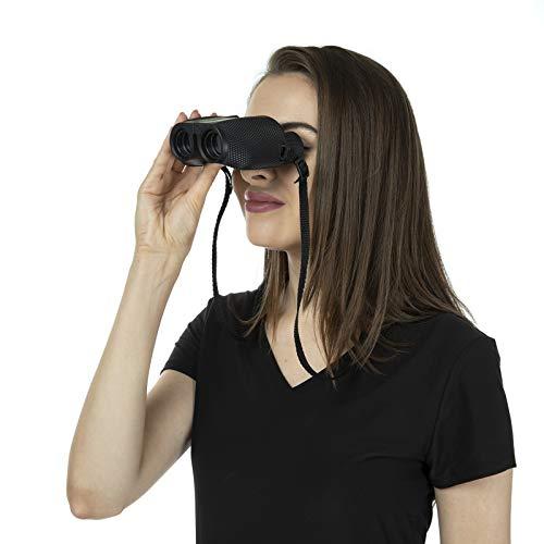 BlueCabi BlueCabi Compact 10x25 Binoculars – Lightweight, Foldable, High Powered Binoculars for Adults & Kids w/Powerful 10x Long Distance Magnification, Easy Focus Knob, Texture Grip, Neck Strap & Travel Bag