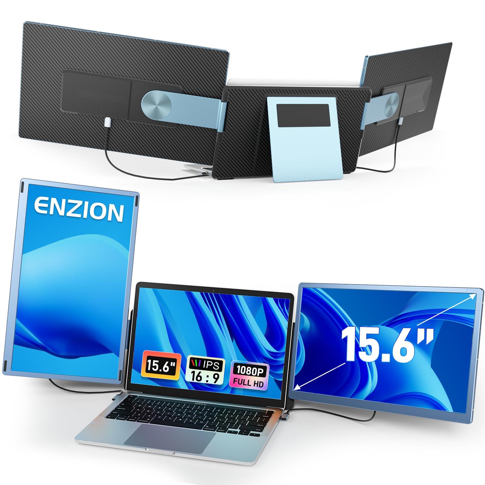 Enzion Enzion Laptop Screen Monitor Extender, Wider 1080P FHD Portable Monitor for Laptop, Built-in Speaker and Adjustable Backstand, Triple Screen Extender Compatible with Wins/MacOS/Chrome