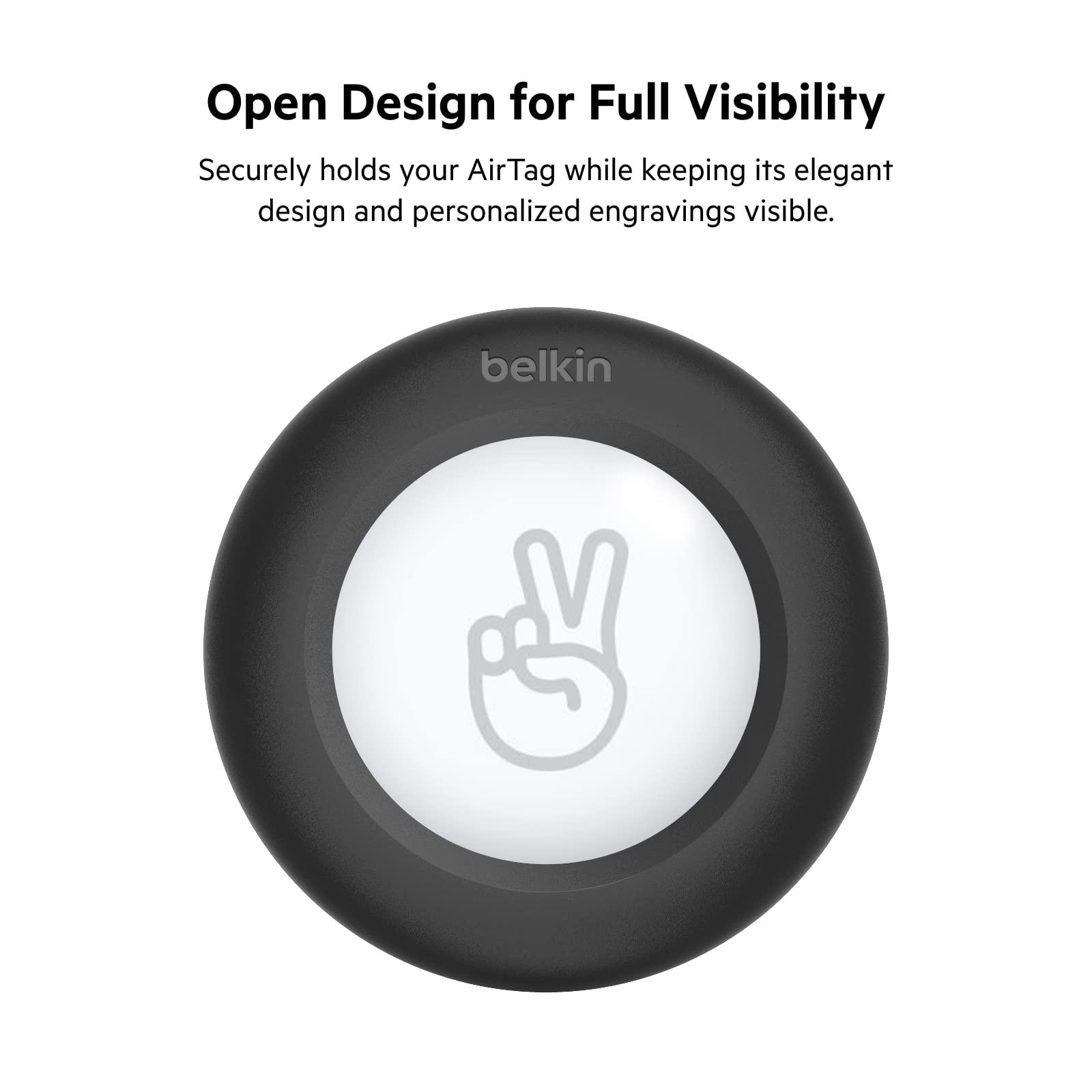 Belkin Belkin Apple AirTag Secure Holder with Clip - Durable Scratch Resistant Case Air Tag Spring Loaded Attach to Backpack, Clothing, and Luggage Black