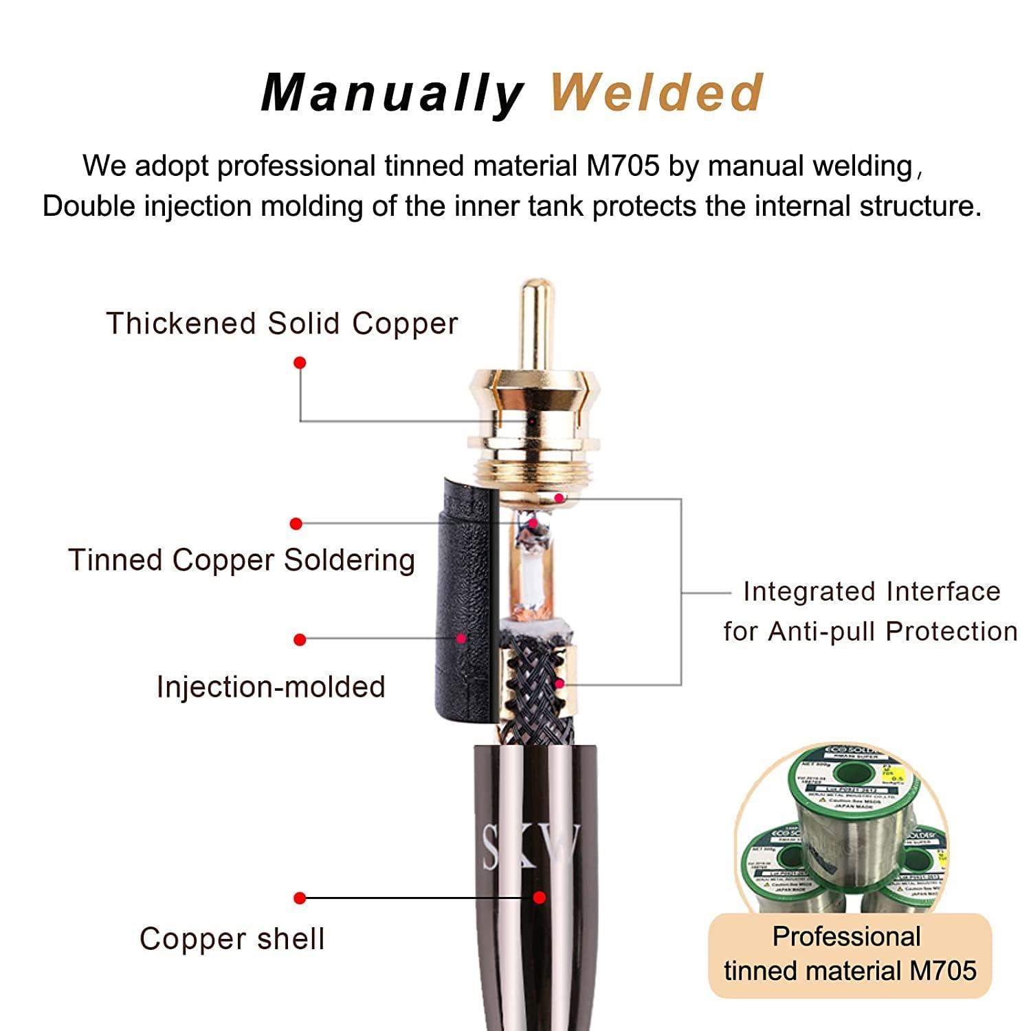 SKW SKW Digital Coaxial Cable RCA to RCA Multiple Shield with Ultra-high Purity Copper Subwoofer Cable for HiFi Systems 9.8ft/3M