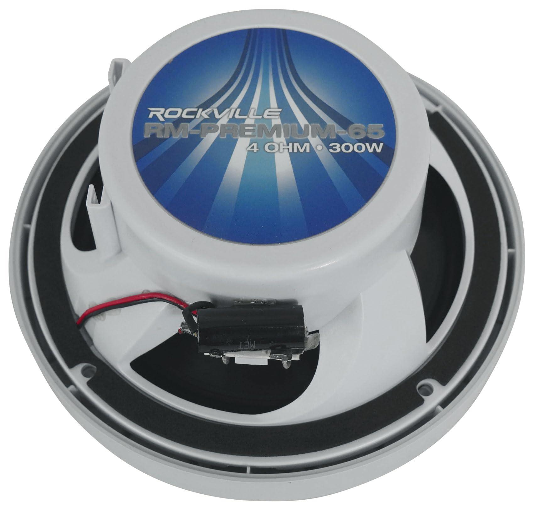 Rockville Rockville (6) RM-PREMIUM-65 White 6.5\" 600w Marine Boat Speakers - Crisp Sound!