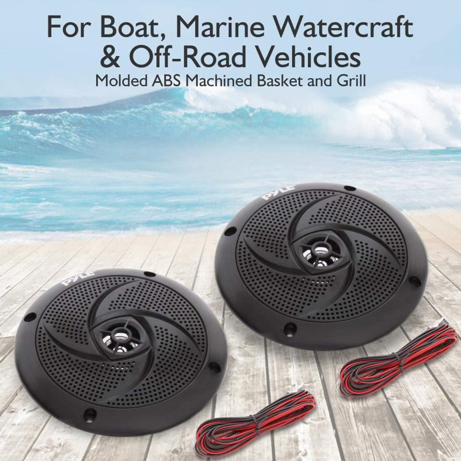 Pyle Pyle Marine Speakers - 5.25 Inch Low Profile Slim Style Waterproof Wakeboard Tower and Weather Resistant Outdoor Audio Stereo Sound System with 180 Watt Power - 1 Pair in White (PLMRS5B)