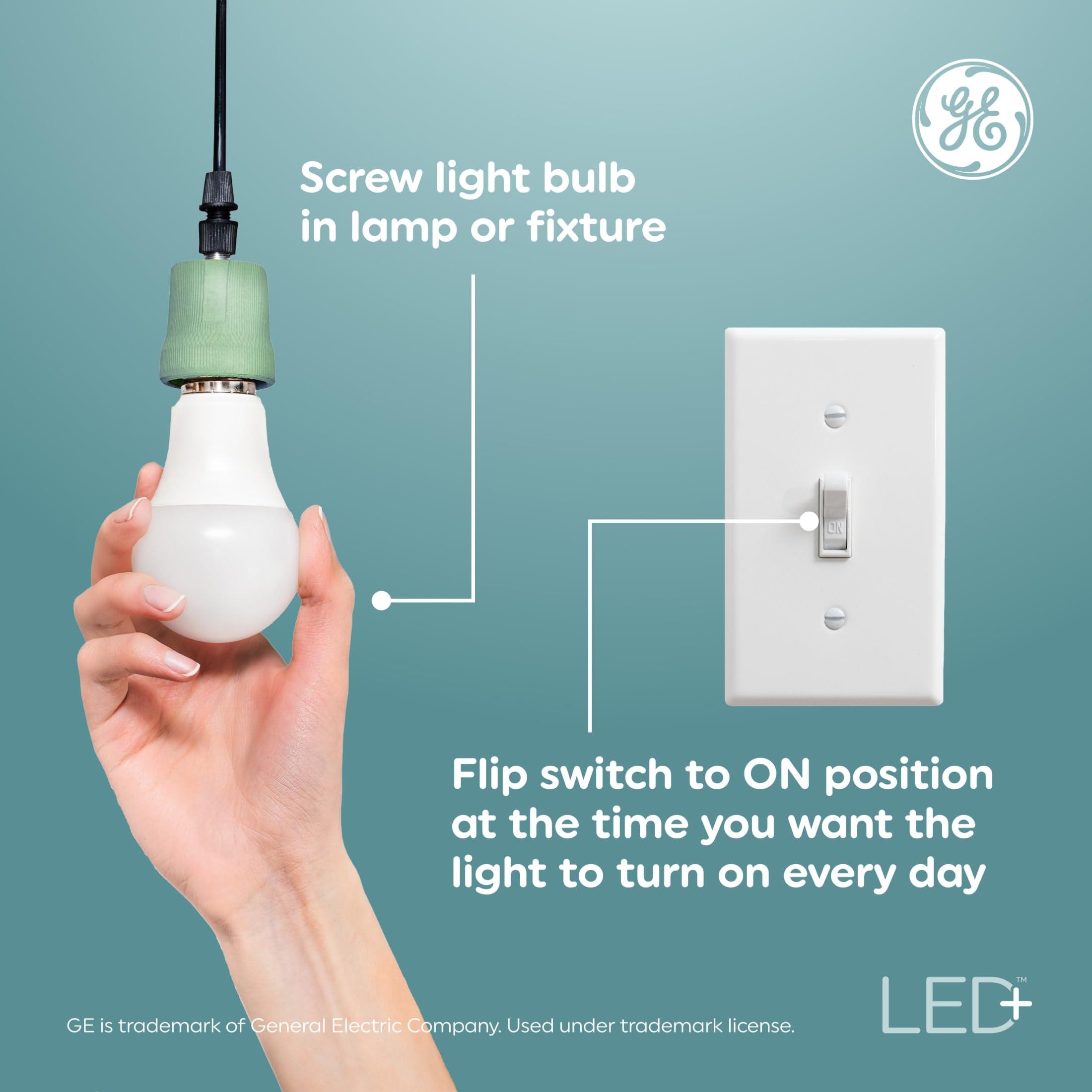 GE Lighting GE LED+ Timer A19 LED Light Bulbs, Built-in Automatic Indoor Timer Light, 8W, Soft White (1 Pack)