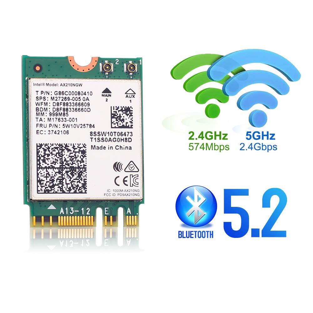 FocusFoto FocusFoto AX210NGW Dual Band WiFi Card 6E Intel NGFF 802.11AX 3000Mbps 2.4Ghz/5Ghz Wi-Fi Card with Bluetooth 5.2 for Laptop PC