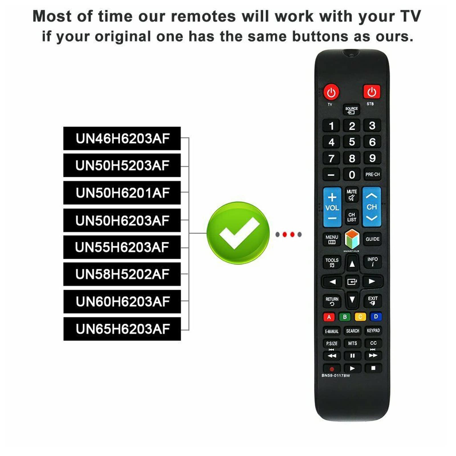 PERFASCIN PERFASCIN BN59-01178W Replace Remote Control Fit for Samsung LCD LED Smart TV UN46H6201AFXZA UN46H6203AF UN46H6203AFXZA UN50H5203AF BN59-01199F BN59-00857A AA59-00637A AA59-00652A BN59-01259E