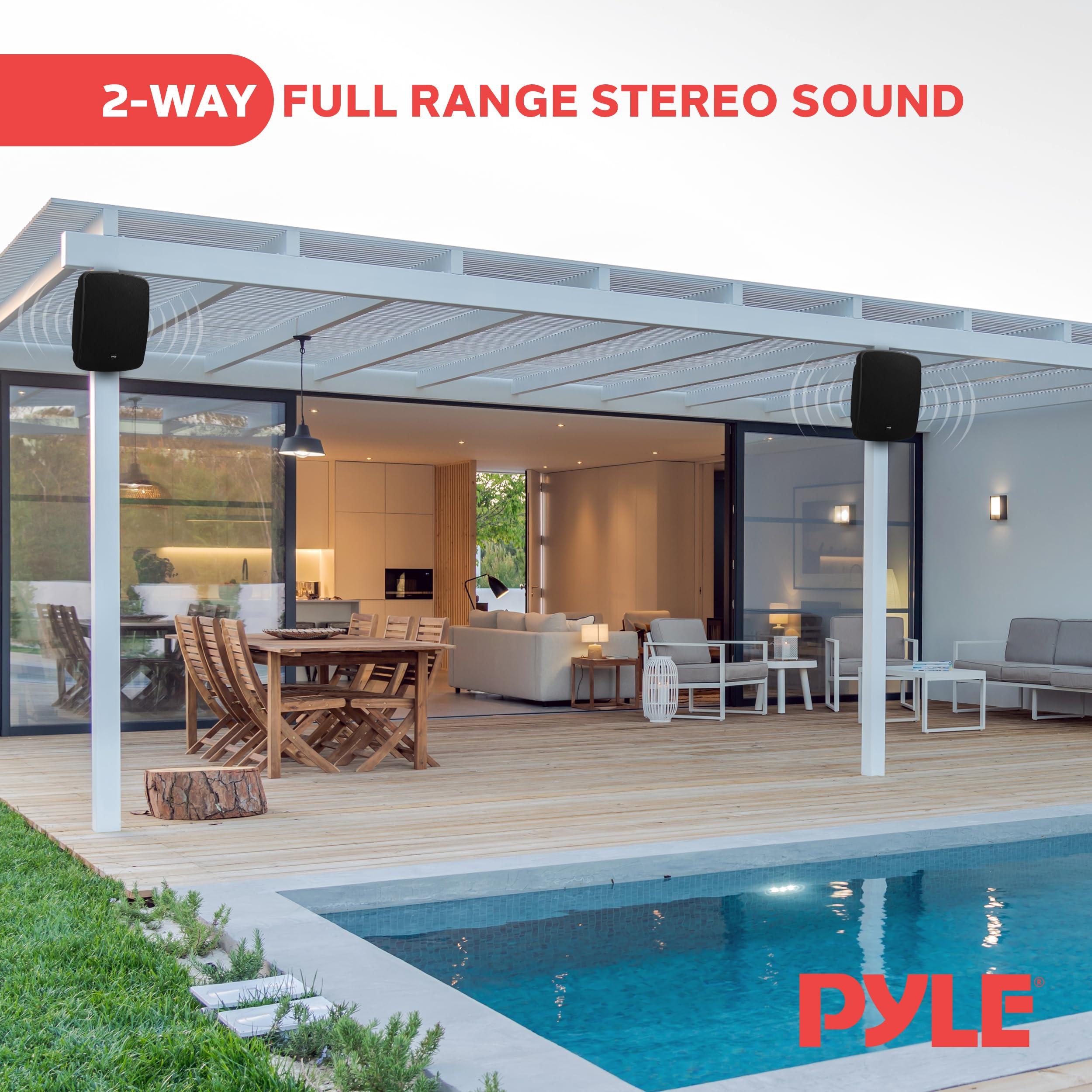 Pyle Pyle Outdoor Waterproof Wireless Bluetooth Speaker - 6.5 Inch Pair 2-Way Weatherproof Wall/Ceiling Mounted Dual Speakers w/Heavy Duty Grill, Universal Mount, Patio, Indoor Use PDWR64BTB (Black)