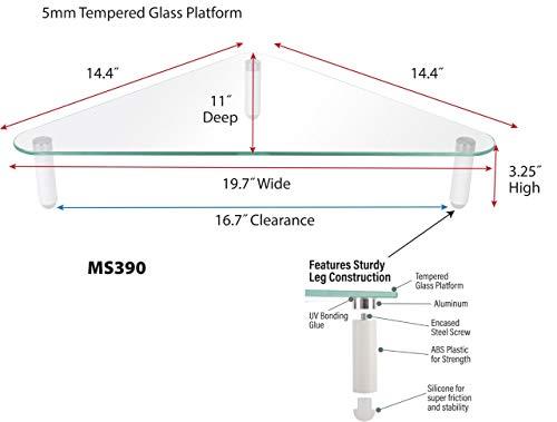 Kantek Kantek Corner Desk Glass Computer Monitor Stand Riser, 5mm Tempered Glass Platform, Holds Up to 40 Lbs, Keyboard Storage, 19.7\" X 11\" X 3.25\", Clear