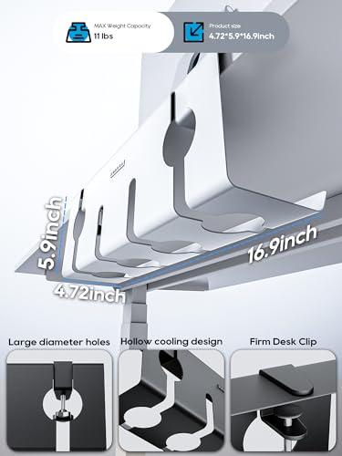 NODOCA NODOCA No Drill Under Desk Cable Management Tray, 17\'\' Wire Management, Punch-Free Clamp on, Newest Metal Cable Tray, Wire Organizer Under Desk, Under Desk Basket for Office and Home, White(2 Packs)