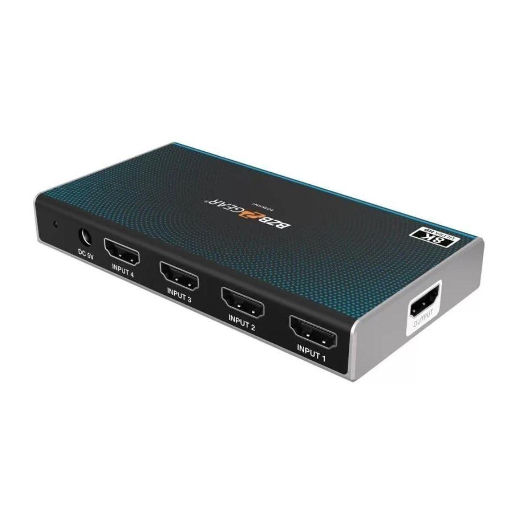 BZB GEAR 4x1 8K UHD Ultra Slim HDMI 2.1 Switcher (8K60, 4K120Hz 4:4:4 10bit)