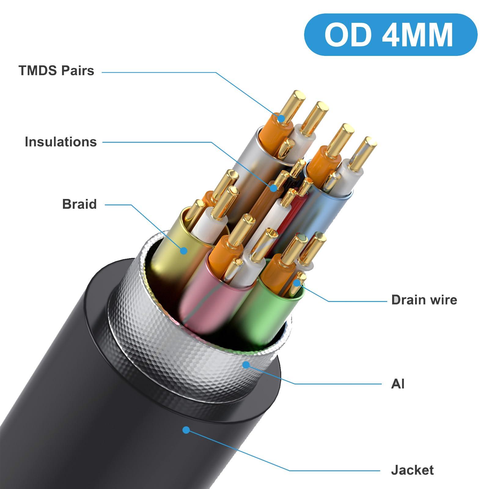 Kework Kework 1ft Micro HDMI to HDMI 8K Cable, 2.1 Version 48Gpbs Left Angle Micro HDMI Male to Straight HDMI Male UHD 3D Cable for Xbox PS4 PS5 TV Switch, 8K@60Hz