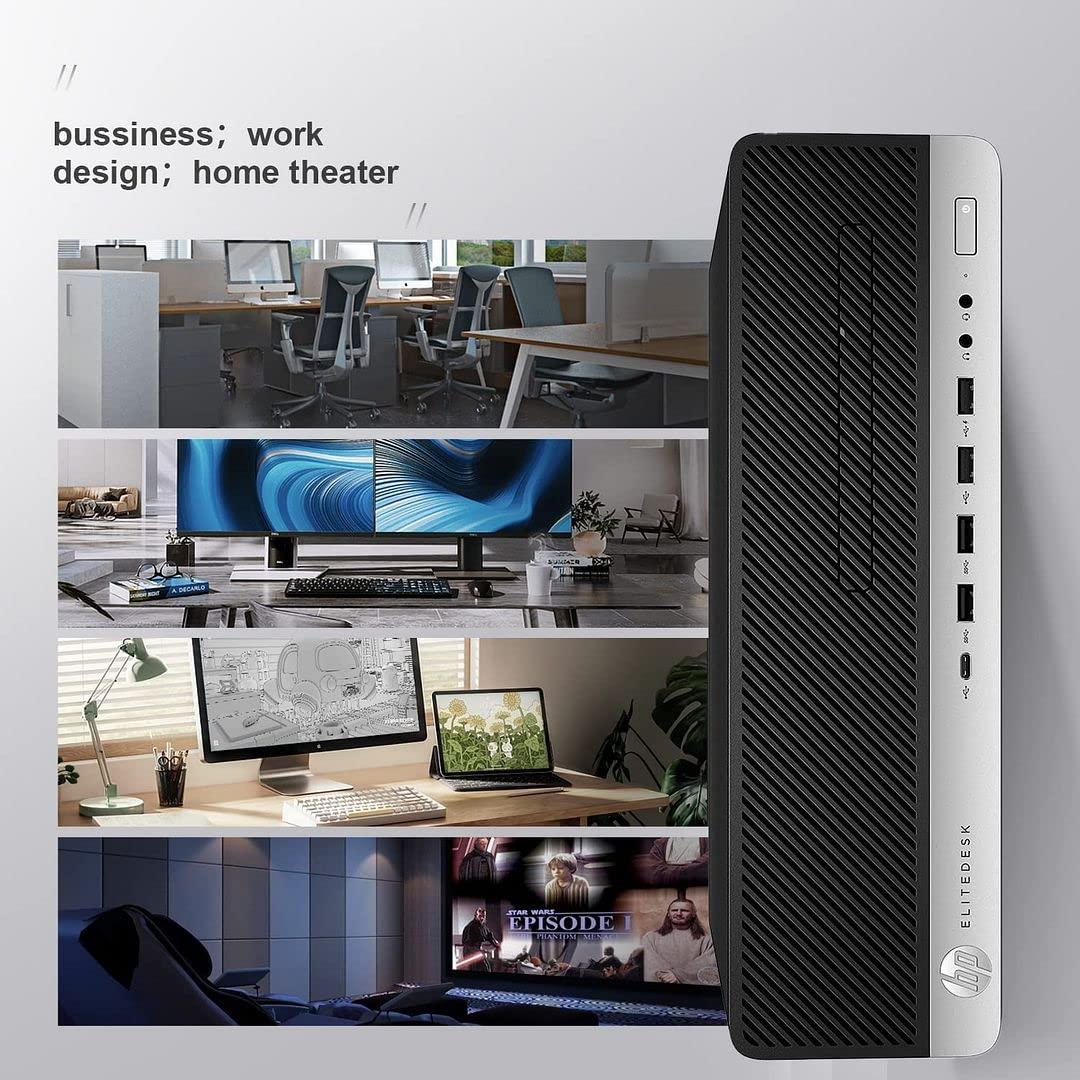 HP HP Elitedesk 800 G3 SFF PC Bundle - Dual 24'' KOORUI Monitors, Intel i7-6700,16GB DDR4,512GB NVMe SSD + 2TB HDD,AX200 Wi-Fi 6,Wireless Keyboard, Mouse,Windows 10 Pro 64-bit (Renewed), Black/Silver