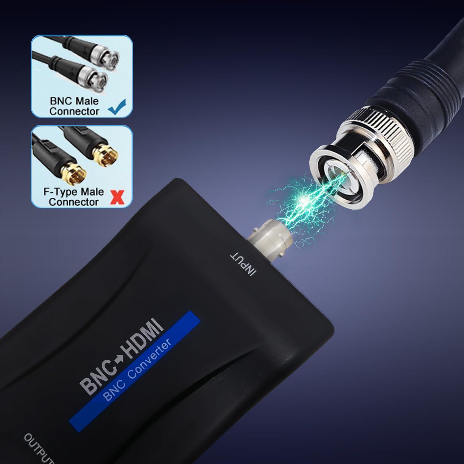 Meekwds Meekwds Coax to Hdmi Adapter,BNC to HDMI Converter,CVBS PAL/NTSC BNC to HDMI,720P/1080P Video Adapter HDCP Hook Security Camera CCTV DVRs Surveillance CVR to HDTV,Monitor and Projectors