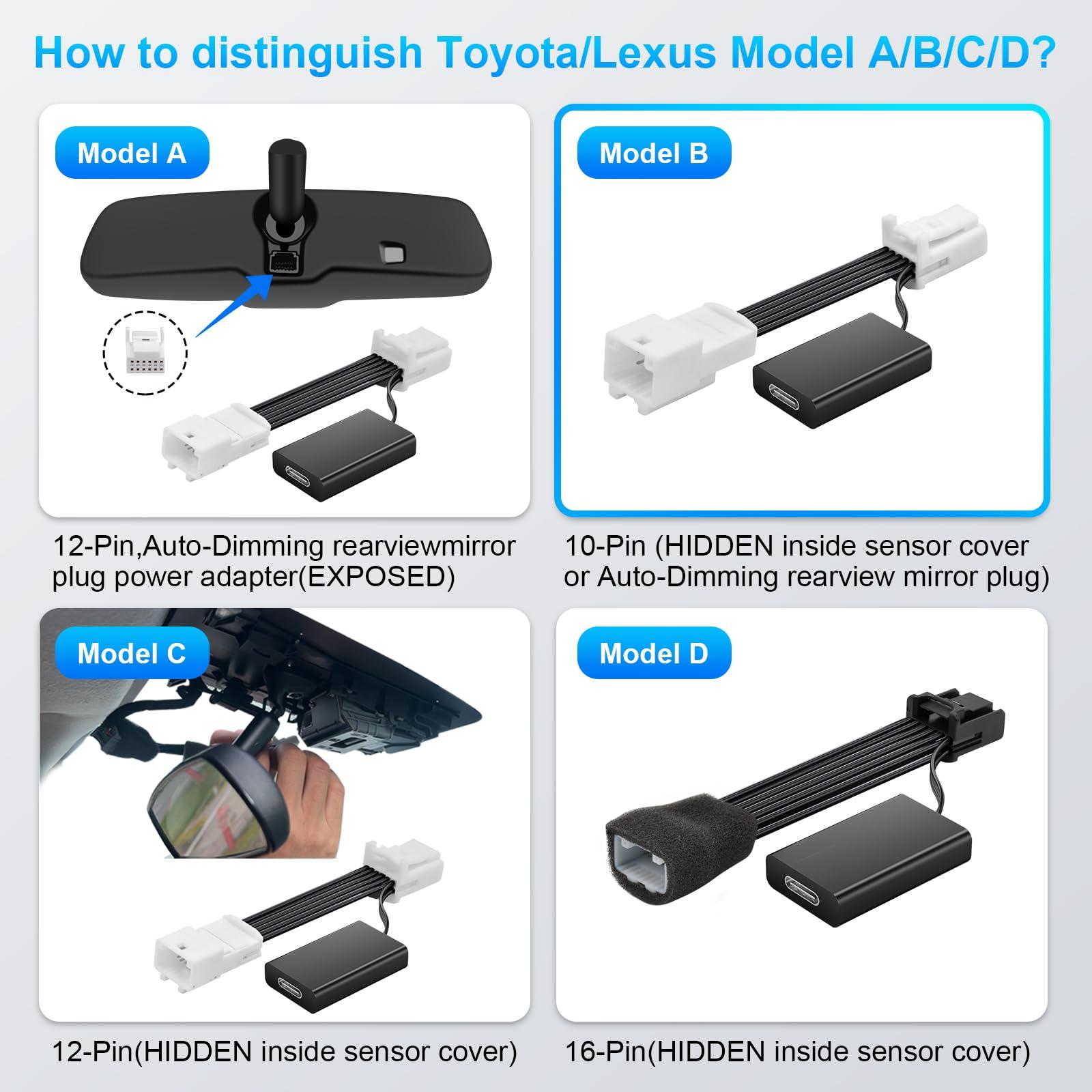 mangoal mangoal Dashcam Power Adapter 10 Pin (Model B) Fit for Toyota Lexus Subaru,Tundra Sienna 4Runner and More,Hide The Wires,GPS Radar Mirror Camera Dash Cam Adapter Cable,Connects to autodimming Mirror