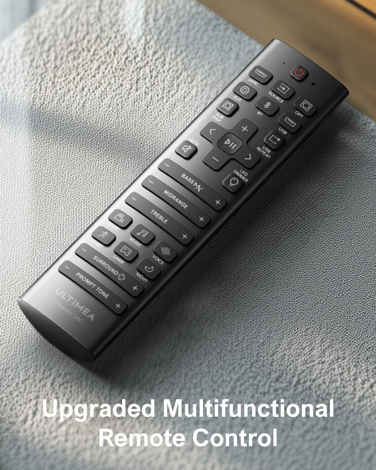 ULTIMEA ULTIMEA 7.1Ch Soundbar with Dolby Atmos, APP Control, Surround Sound System for TV, 4 Wired Surround Speakers, Sound Bar for TV with 6.5" Wireless Subwoofer, Soundbar for TV, Poseidon D80 Upgraded