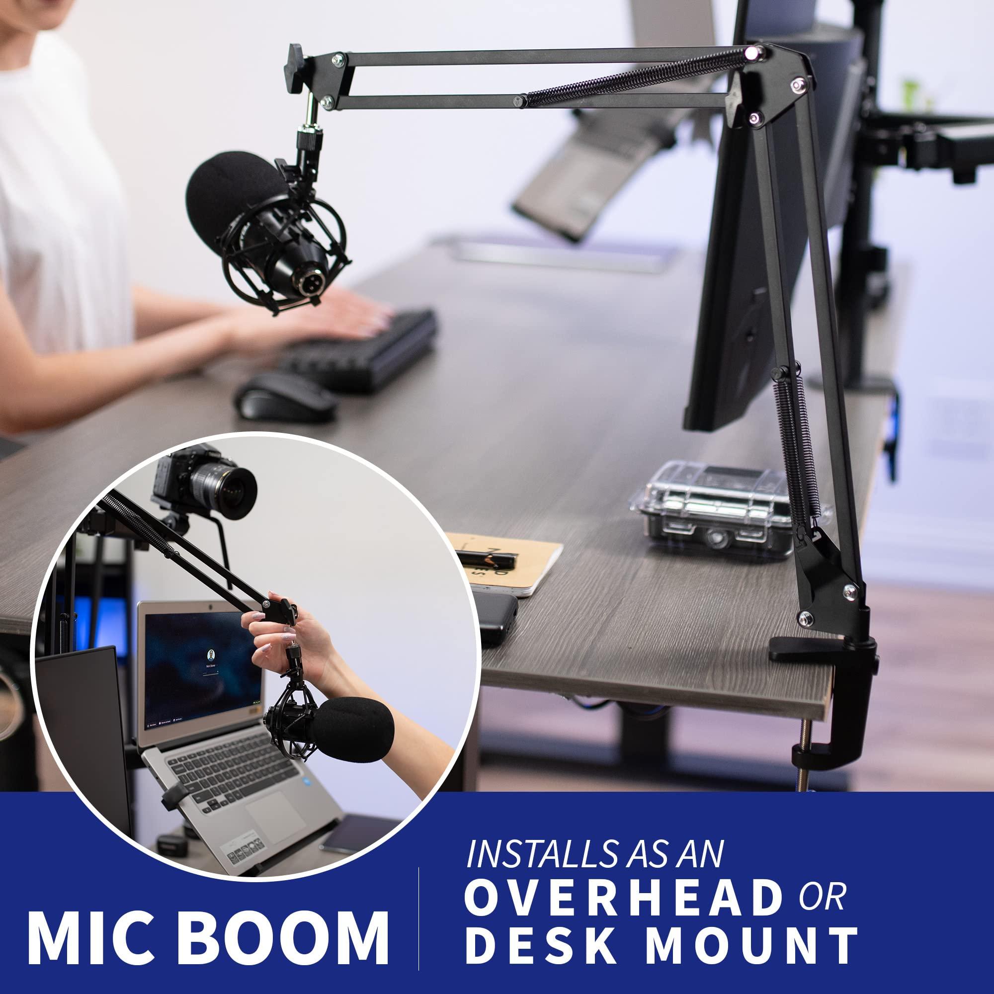VIVO VIVO All-in-One Computer Studio Desk Mount, Mic Boom, Dual Monitor Mount up to 32 inches, Laptop Stand, Livestream Arms Compatible with Cameras, Lighting, Phone/Tablet Adapters, STAND-LIVE2L