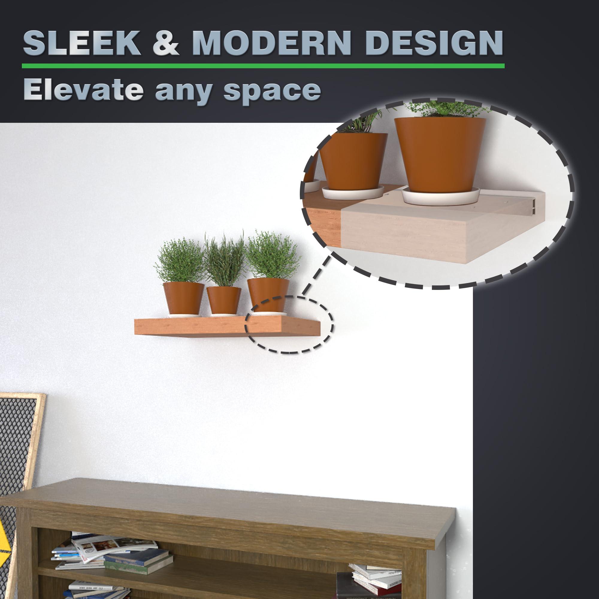 HOVR Hovr Solutions Classic 23.75 (2-Foot), Aluminum Floating Shelf Bracket System, 300LB Load Capacity, Hidden Support Bracket Up to 31 Shelf, 3-Pack