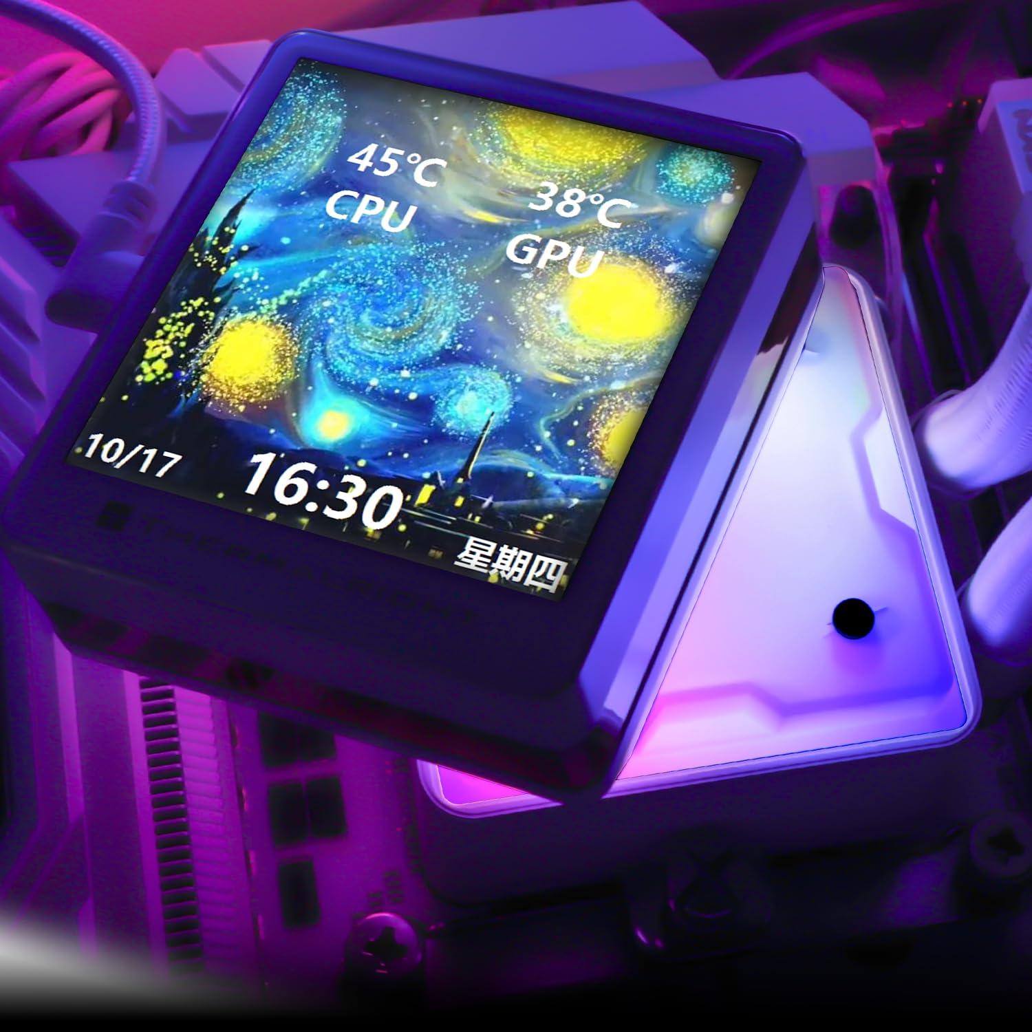 Thermalright Thermalright Grand Vision 360 ARGB White CPU AIO Cooler,PC 360 Specification Water Cooler System,IPS LCD Screen with 480x480 Resolution and 3.4inch,for AM4/AM5&Intel LGA1700/1851,High Performance Pump