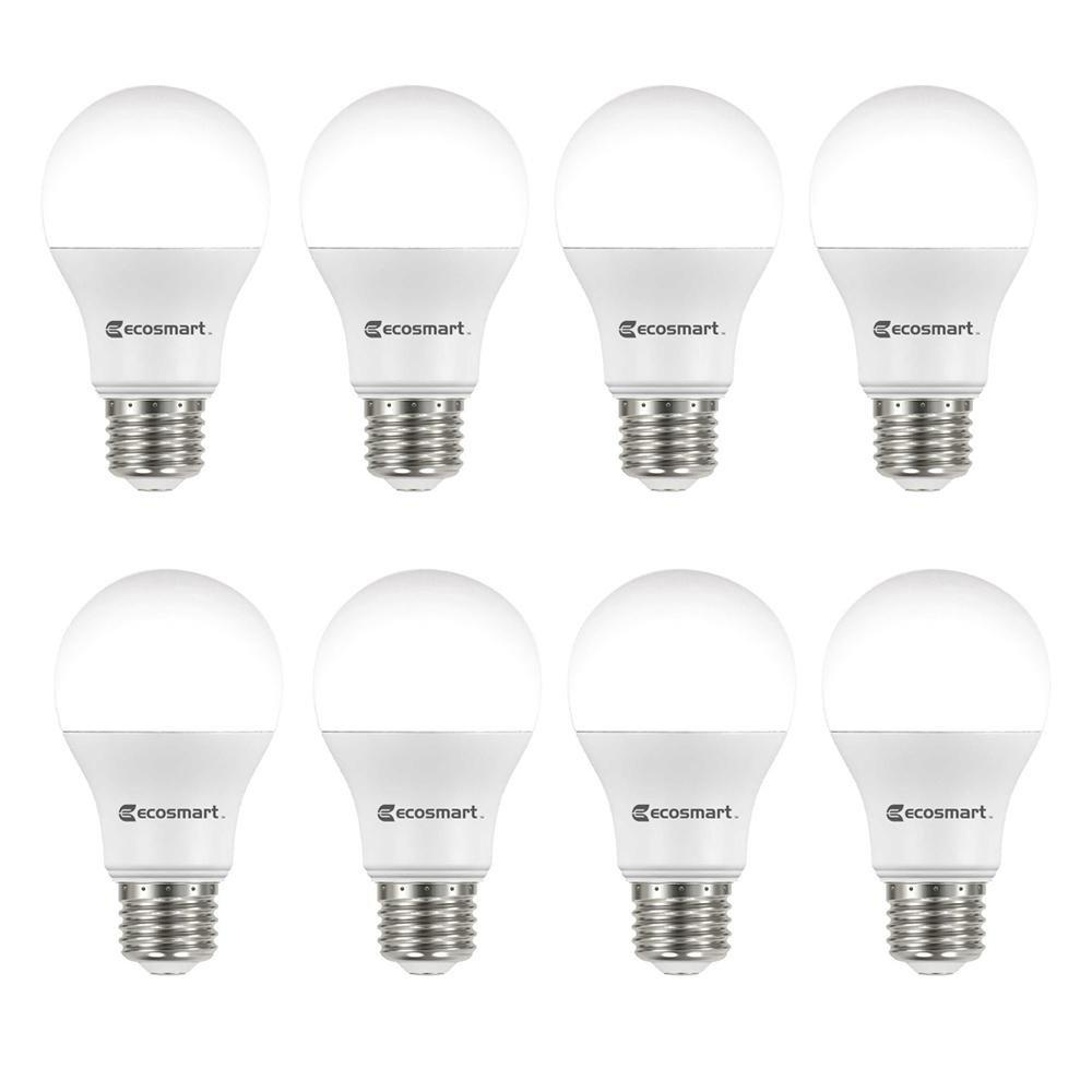 EcoSmart Ecosmart 8 Pack LED A19 Light bulb, Soft White , 60w Equivalent (A19 Daylight)
