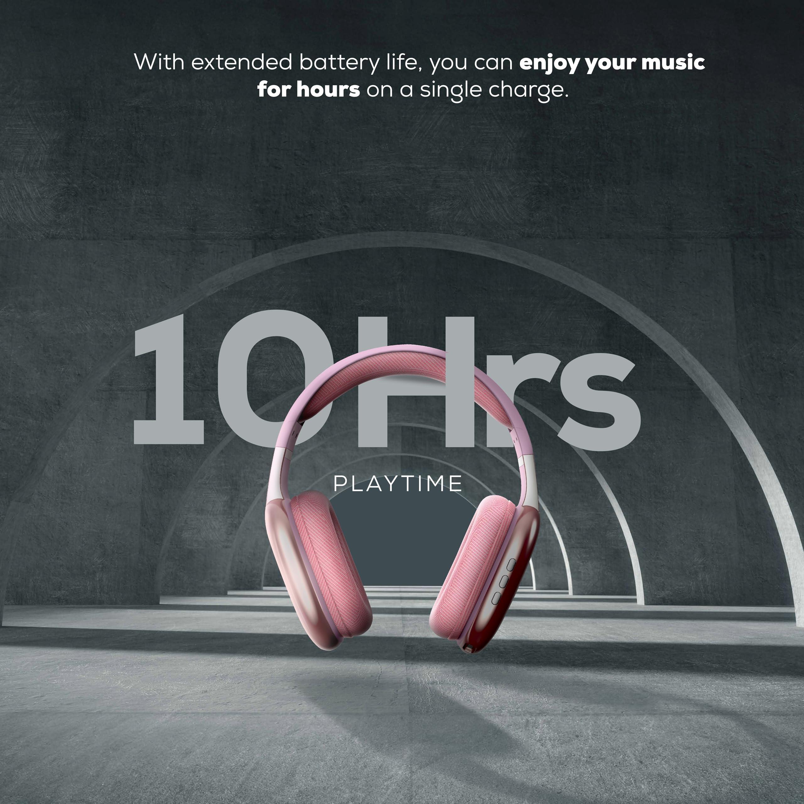 Gabba Goods Gabba Goods Wireless Over Ear Bluetooth Headphones with Microphone - Wireless Headset -Noise Reduction - Bluetooth, Wired,Built in Micro SD for Travel, Home, Work TV,PC,Gaming,Cellphone (Pink)