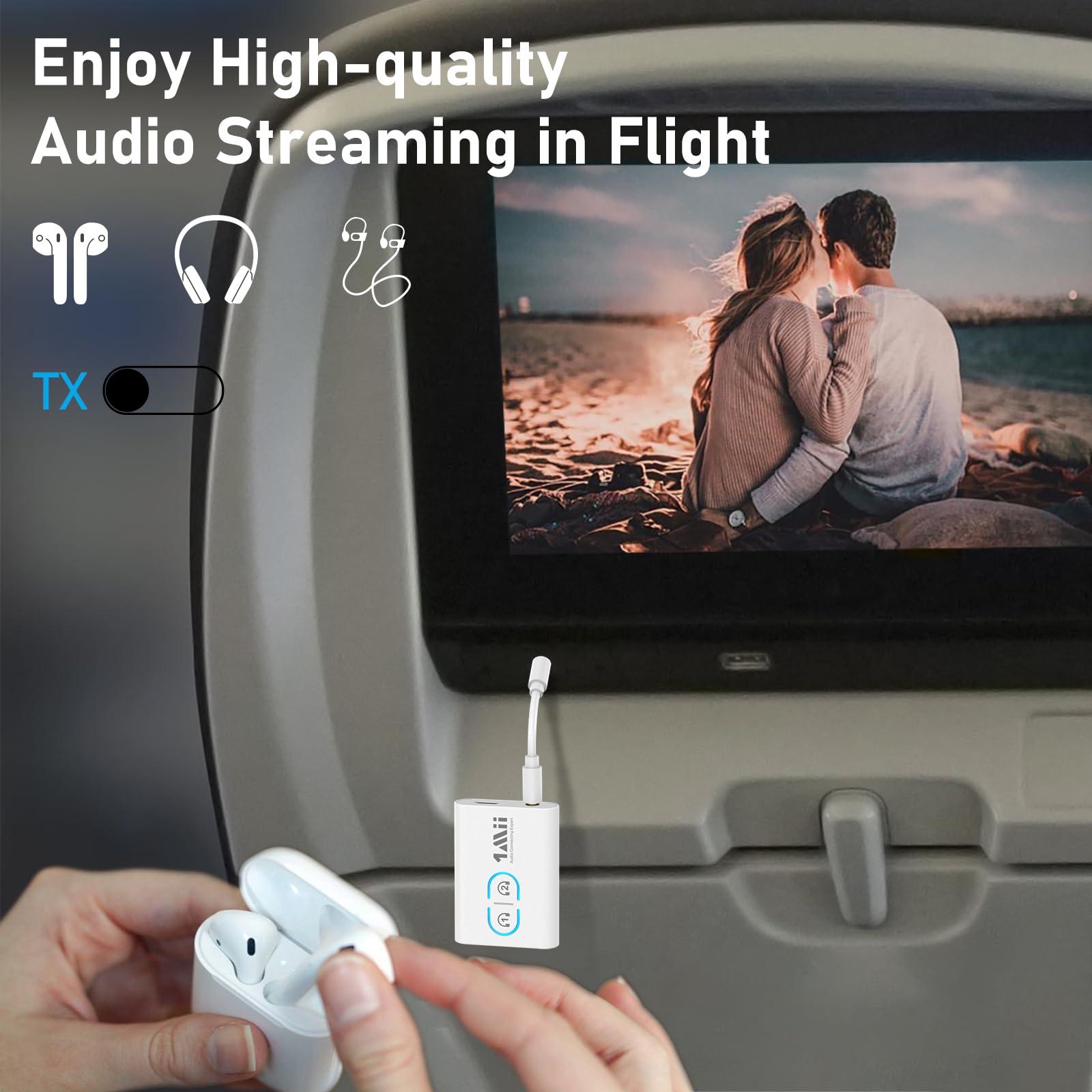 1Mii 1Mii Bluetooth 5.3 Transmitter Receiver for TV to Wireless Headphones, Dual Link AptX Adaptive/Low Latency/HD Audio, Aux Bluetooth Audio Receiver Adapter for Home Stereo, Airplane, Boat, Gym