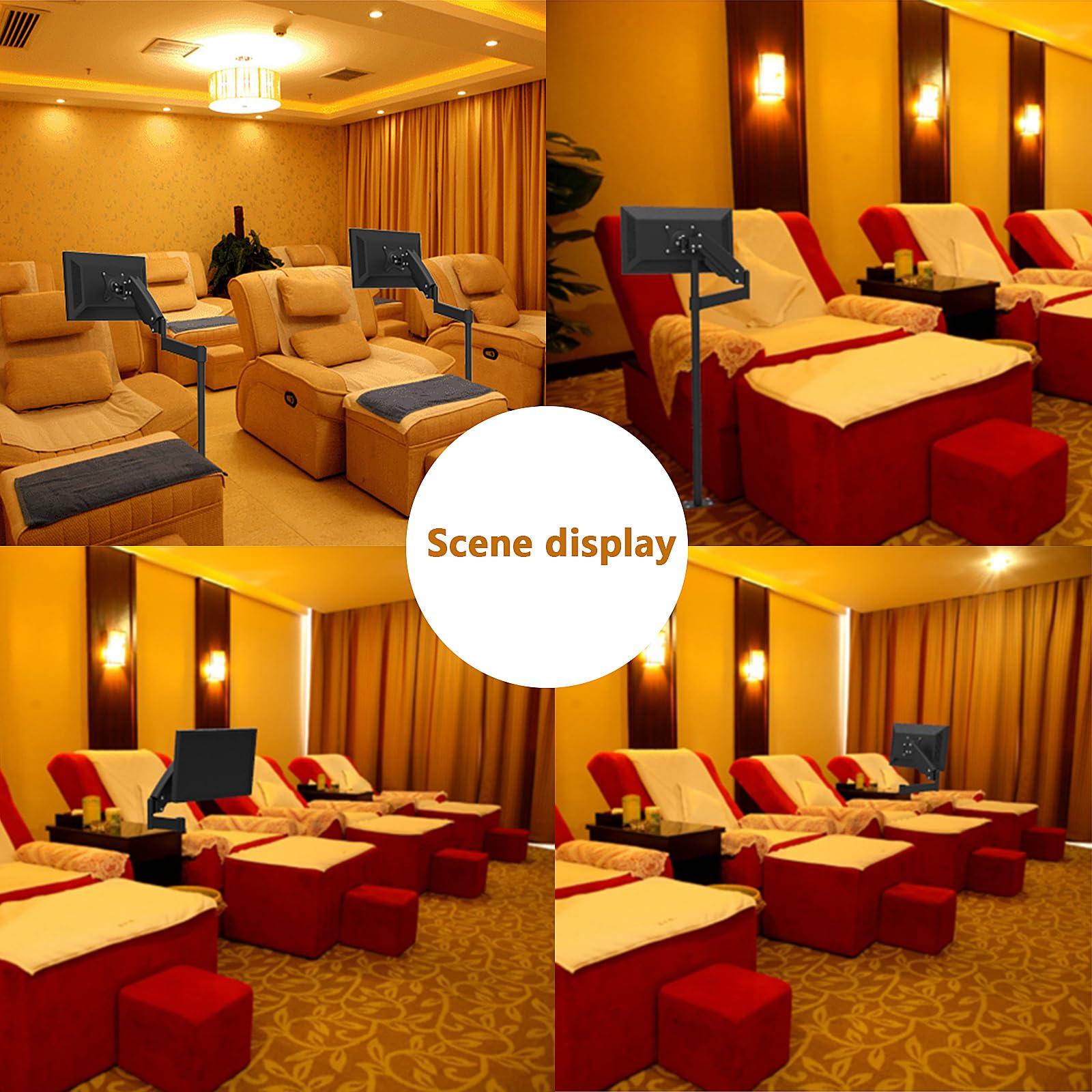 sunter98 Premium Gas Spring Single Monitor Floor Stand - Adjustable Height, Sturdy TV Mount for 13-27 LCD Monitors - Holds up to 10kgs - Perfect PC Stand for Floor or Sofa Side