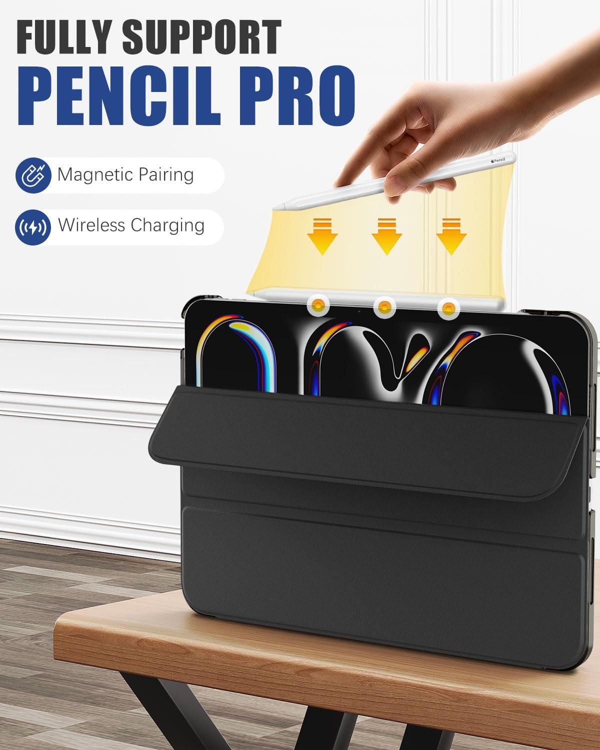 MoKo MoKo Case & Screen Protector for iPad Pro 11 Inch M4 2024 (5th Gen), Ultra Slim Stand Case with Hard PC Translucent Back Shell Cover, Paper Screen Protector Write and Draw Like on Paper