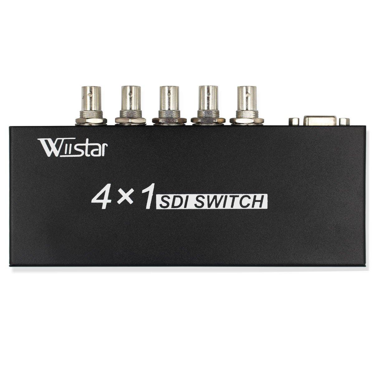 Wiistar Wiistar 4x1 3Gb/s SDI Switcher with ReClock Technology, Supports SD-SDI, HD-SDI and 3G-SDI up to 1320 Ft (4 inputs and 1 Output)