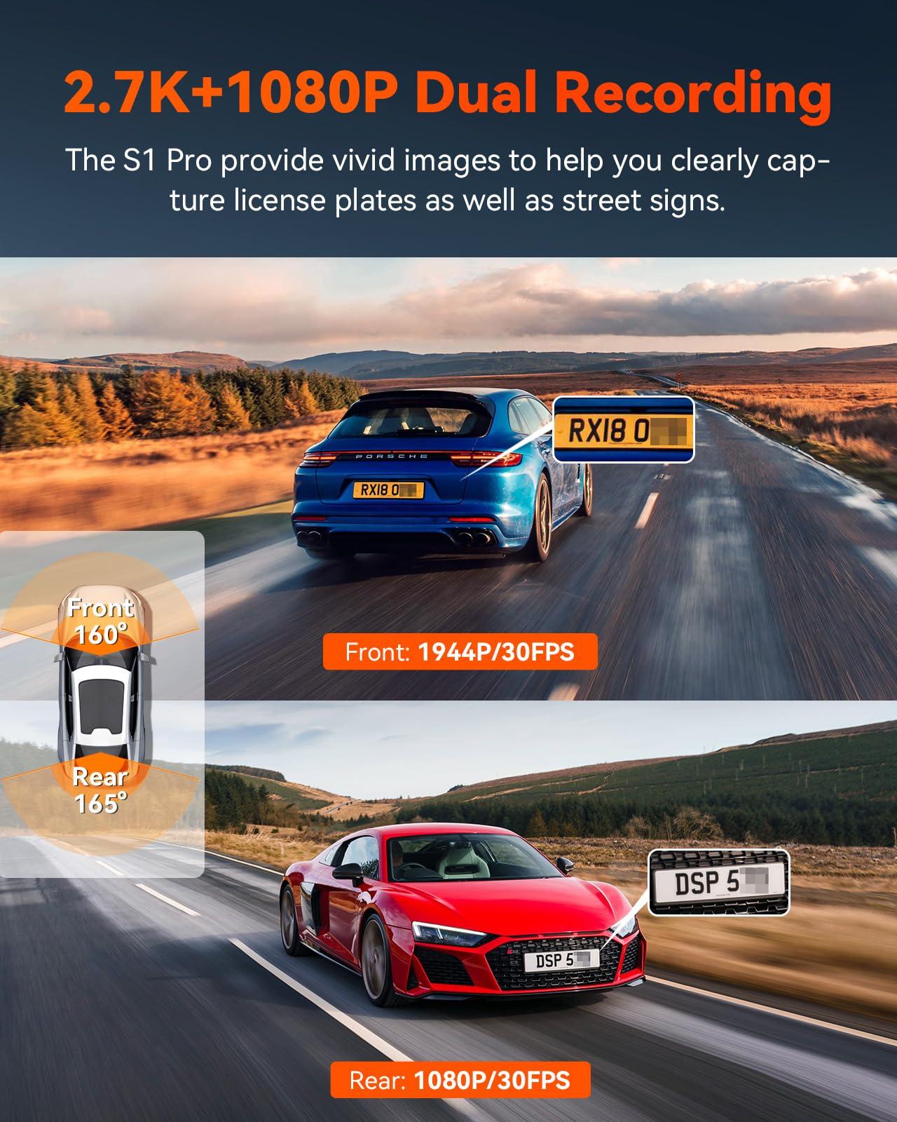 VANTRUE Bundle: Vantrue S1 PRO Dual Dash Cam + Vantrue CPL Filter Vantrue S1 Pro 2.7K Front and Rear 5G Wi-Fi Dash Cam, 1944P Dual Hidden Dash Camera for Cars, Super Night Vision, Motion Detection