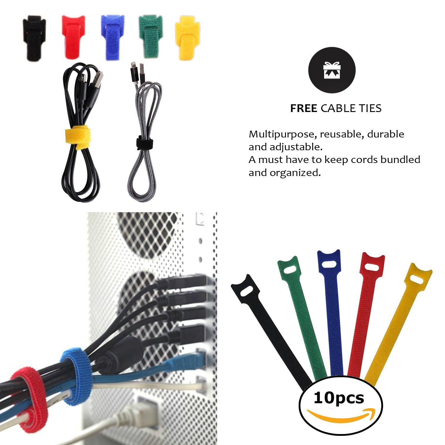 ProMaster Premium 120" Cable Management Sleeve, Best Cords Organizer for TV On Wall, Computer, Office, DIY Adjustable Reversible Black and White Neoprene Cord Hider Wire Cover Concealer Wrap with Free Zip Ties