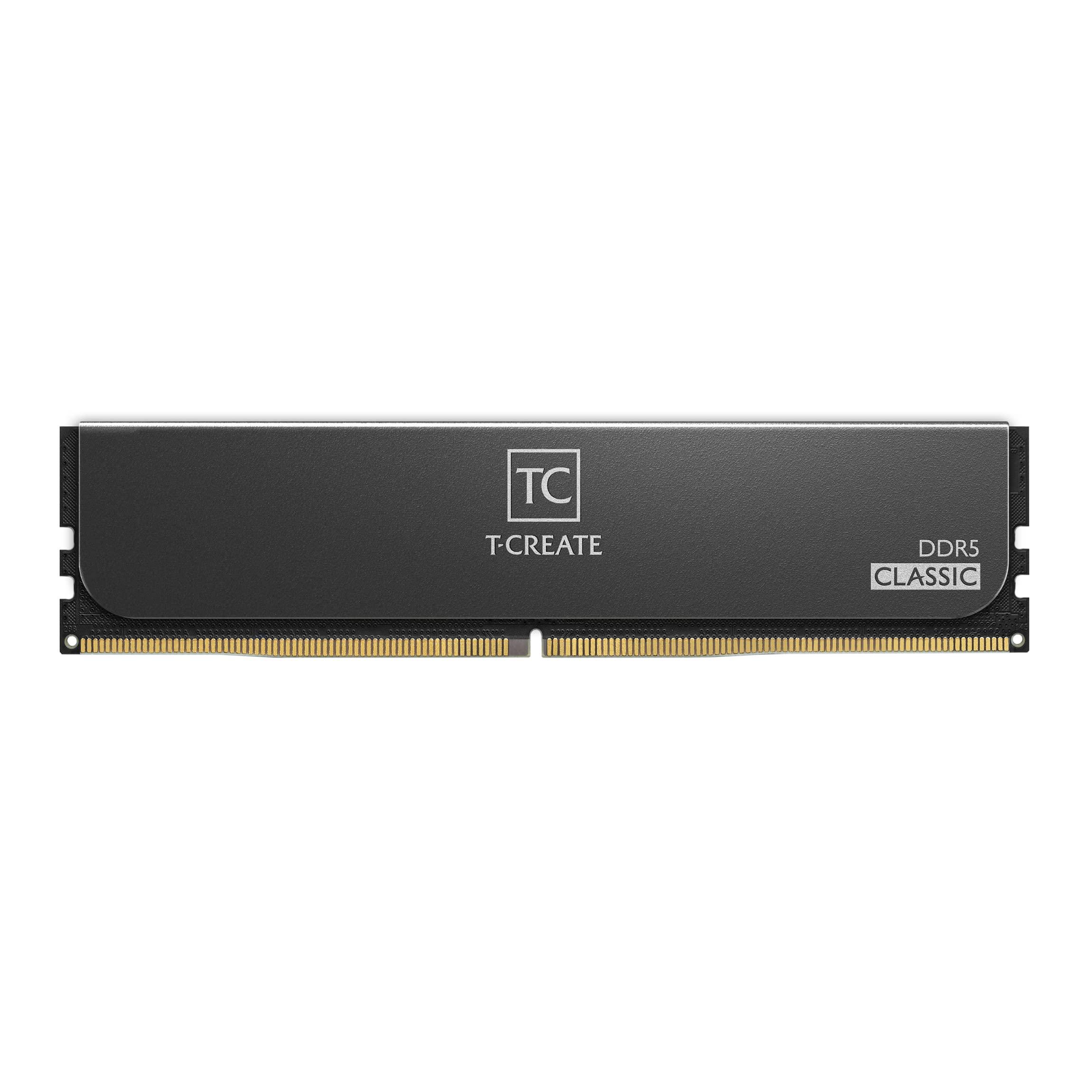 TEAMGROUP TEAMGROUP T-Create Classic 10L DDR5 64GB Kit (2 x 32GB) 5600MHz (PC5-44800) CL46 Hynix IC Desktop Memory Module Ram, Supports Both Intel & AMD - CTCCD564G5600HC46DC01, Black-UDIMM